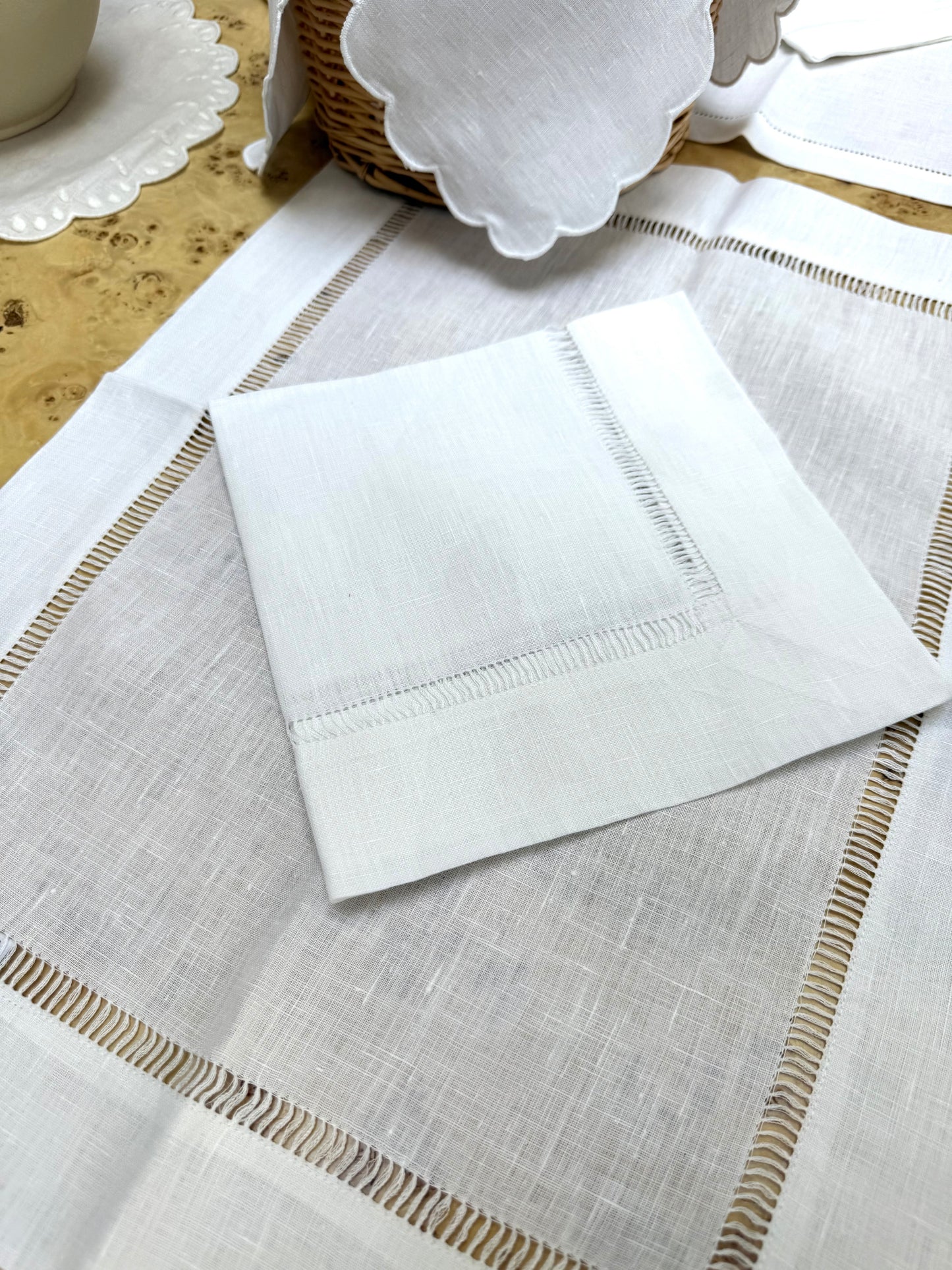 Wide Hemstitched Table Linen Set