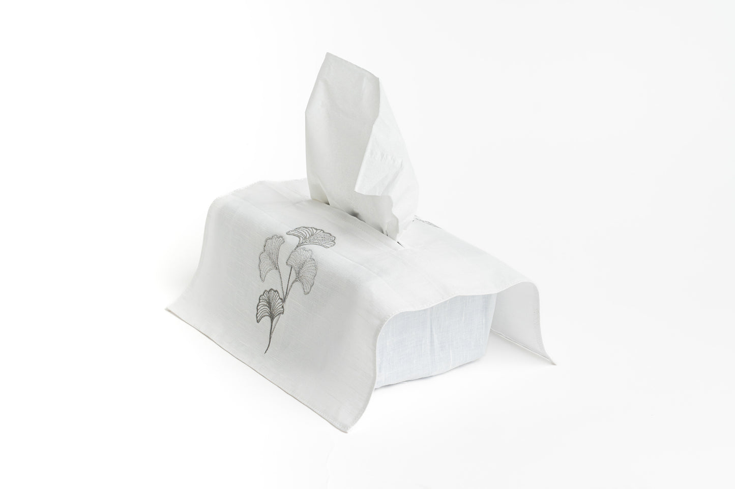 Tissue cover gold embroidered ginkgo flower