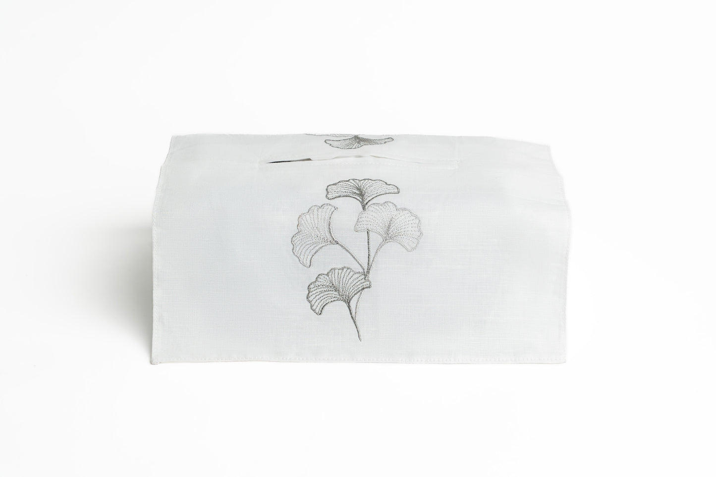 Tissue cover gold embroidered ginkgo flower