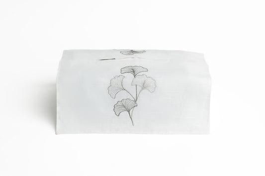 غطاء مناديل مزخرف بخيوط ذهبية على شكل زهرة الجنكو